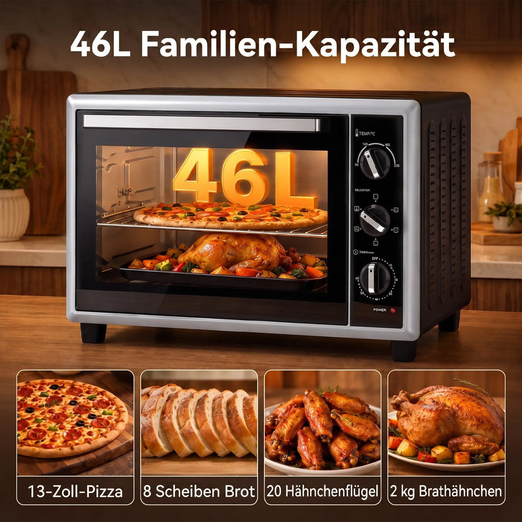 Mini orkaitė, 46 l, 1800 W, su konvekcija ir kepimo iešmu