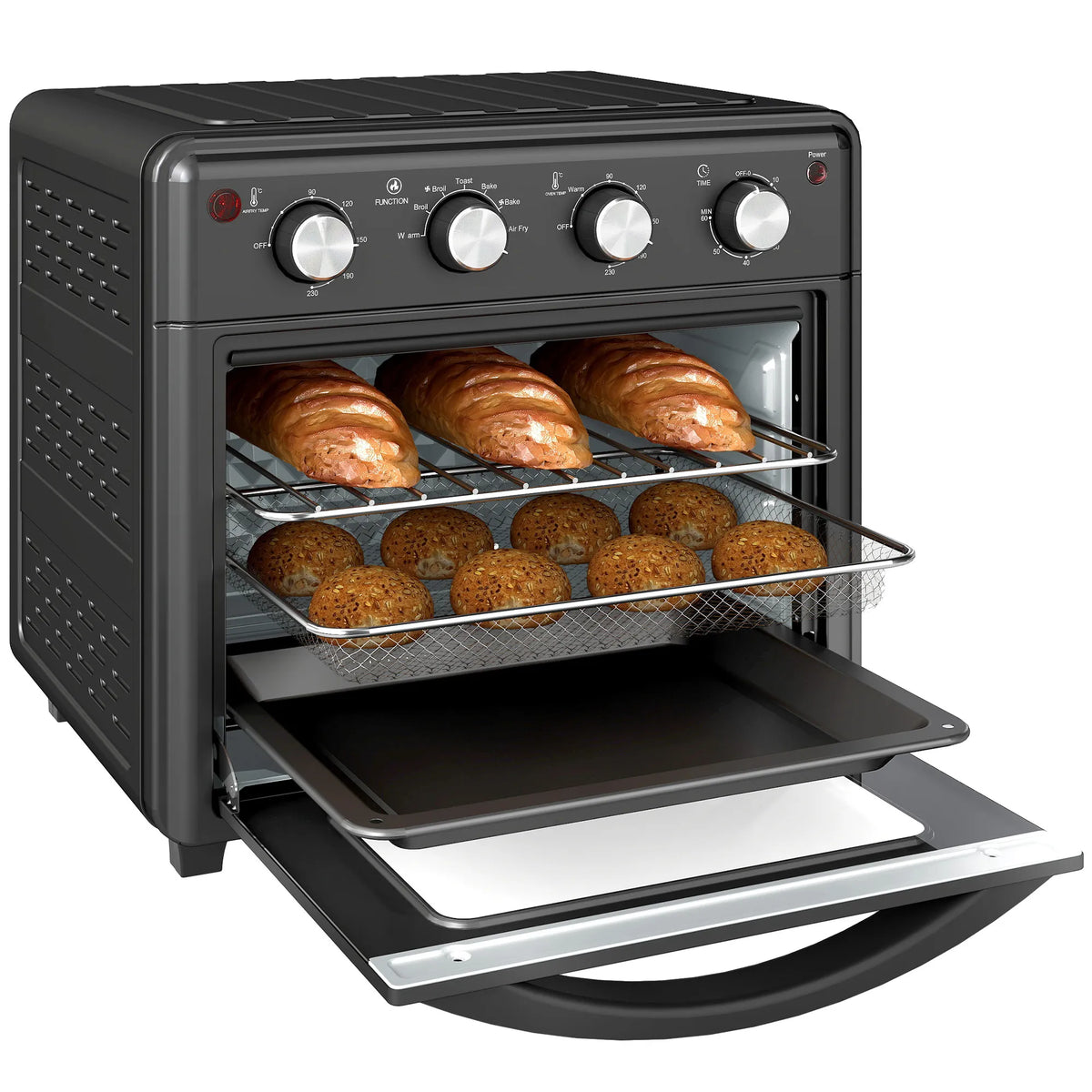 Mini orkaitė su oro gruzdintuve, 30 l, 1600 W, juoda