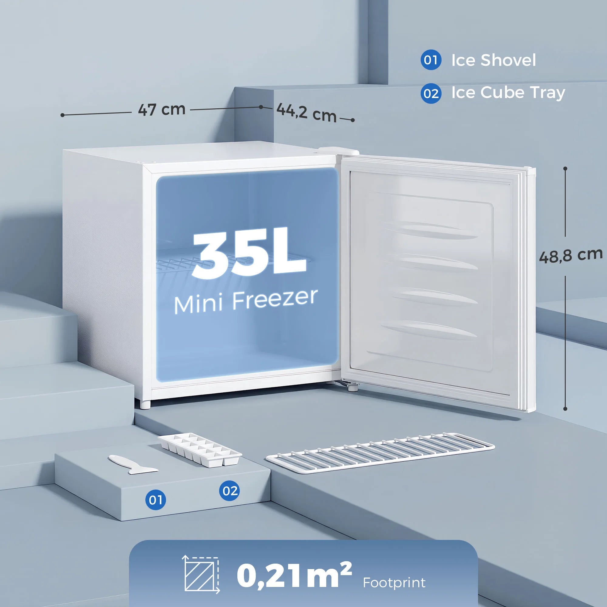 Mini šaldiklis 35 l, reguliuojama temperatūra, baltas