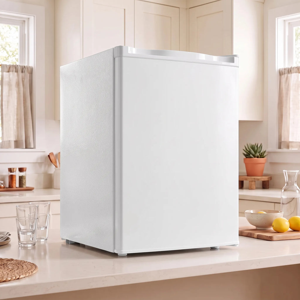 Mini šaldytuvas su šaldiklio skyriumi, reguliuojamu termostatu, vienų durų, 72,5 l, baltas