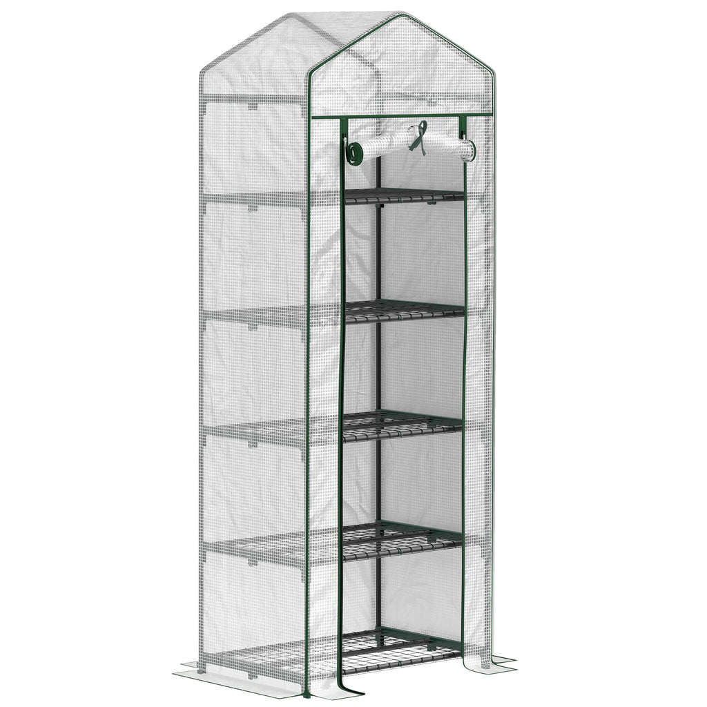 Mini šiltnamis gėlėms ar daržovėms, plienas, plastikas, 69L x 49B x 193H cm, baltas