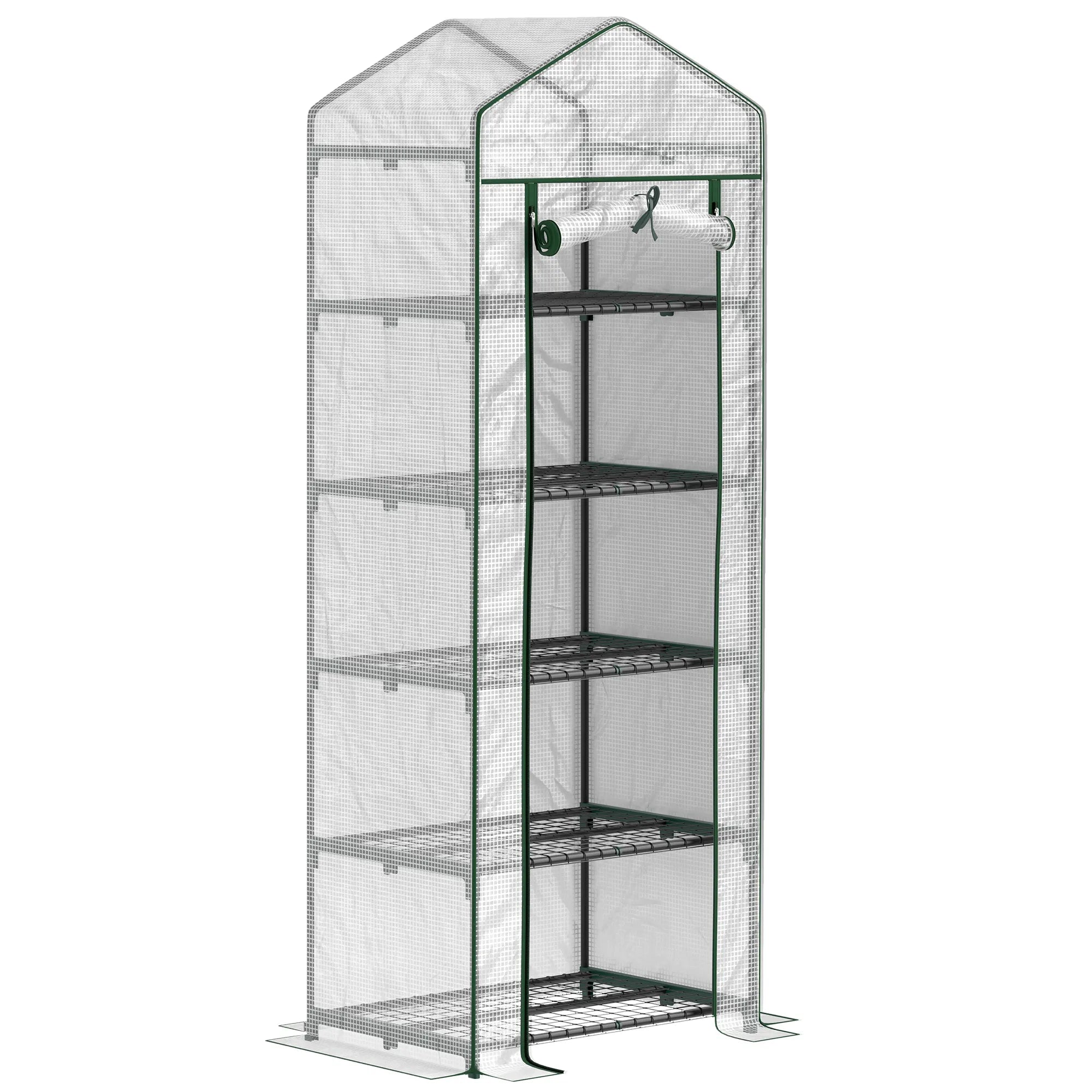 Mini šiltnamis gėlėms ar daržovėms, plienas, plastikas, 69L x 49B x 193H cm, baltas