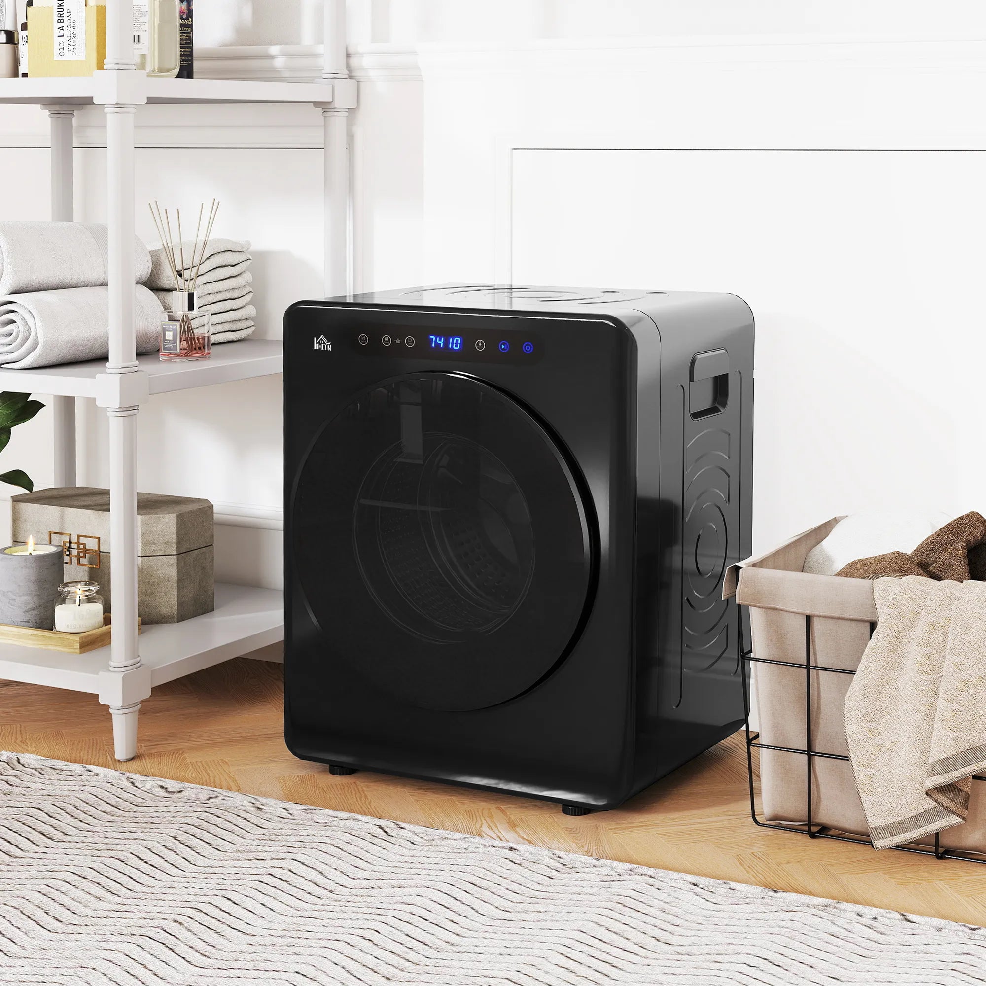 Mini skalbinių džiovyklė 6 programos, 40–60 ℃, 3 kg talpa juoda