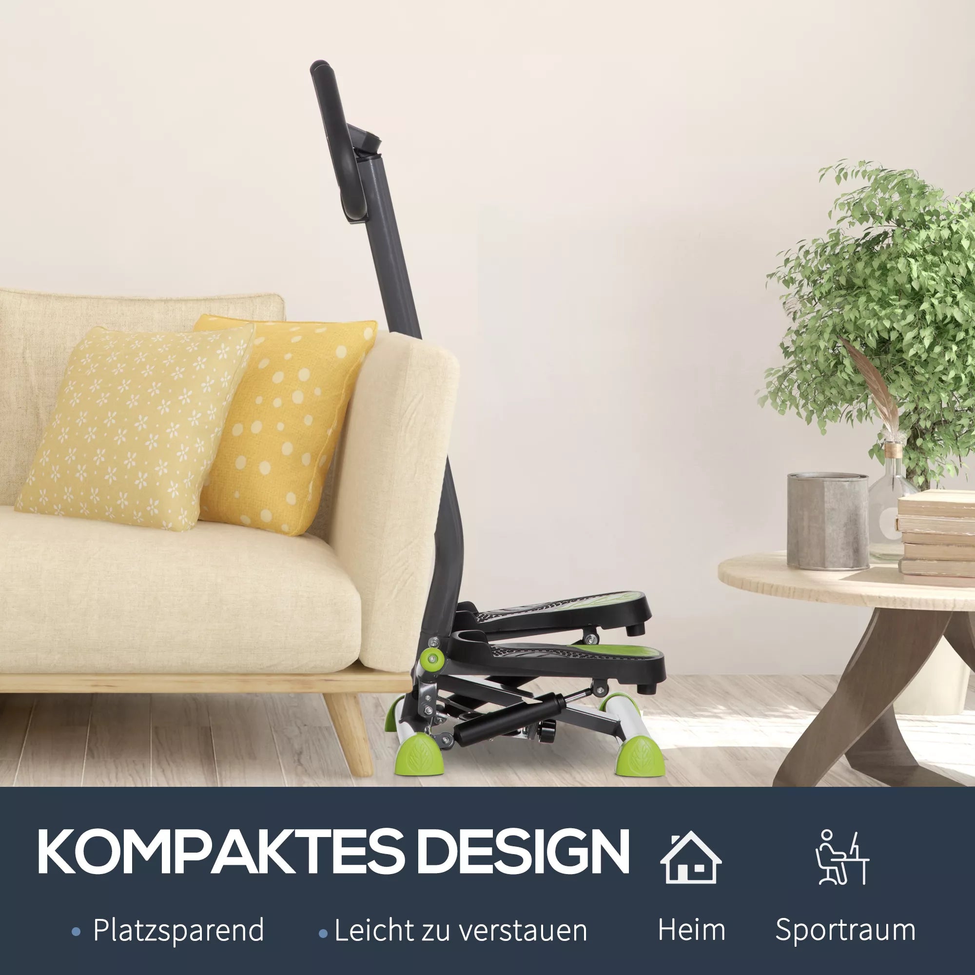 Mini steperis su LCD monitoriumi ir atrama, 100 kg