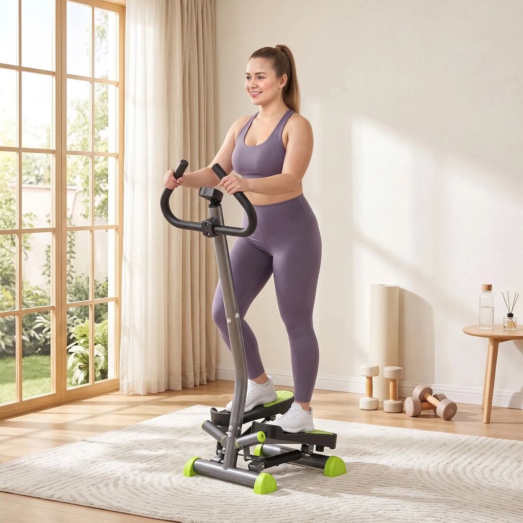 Mini steperis su LCD monitoriumi ir atrama, 100 kg