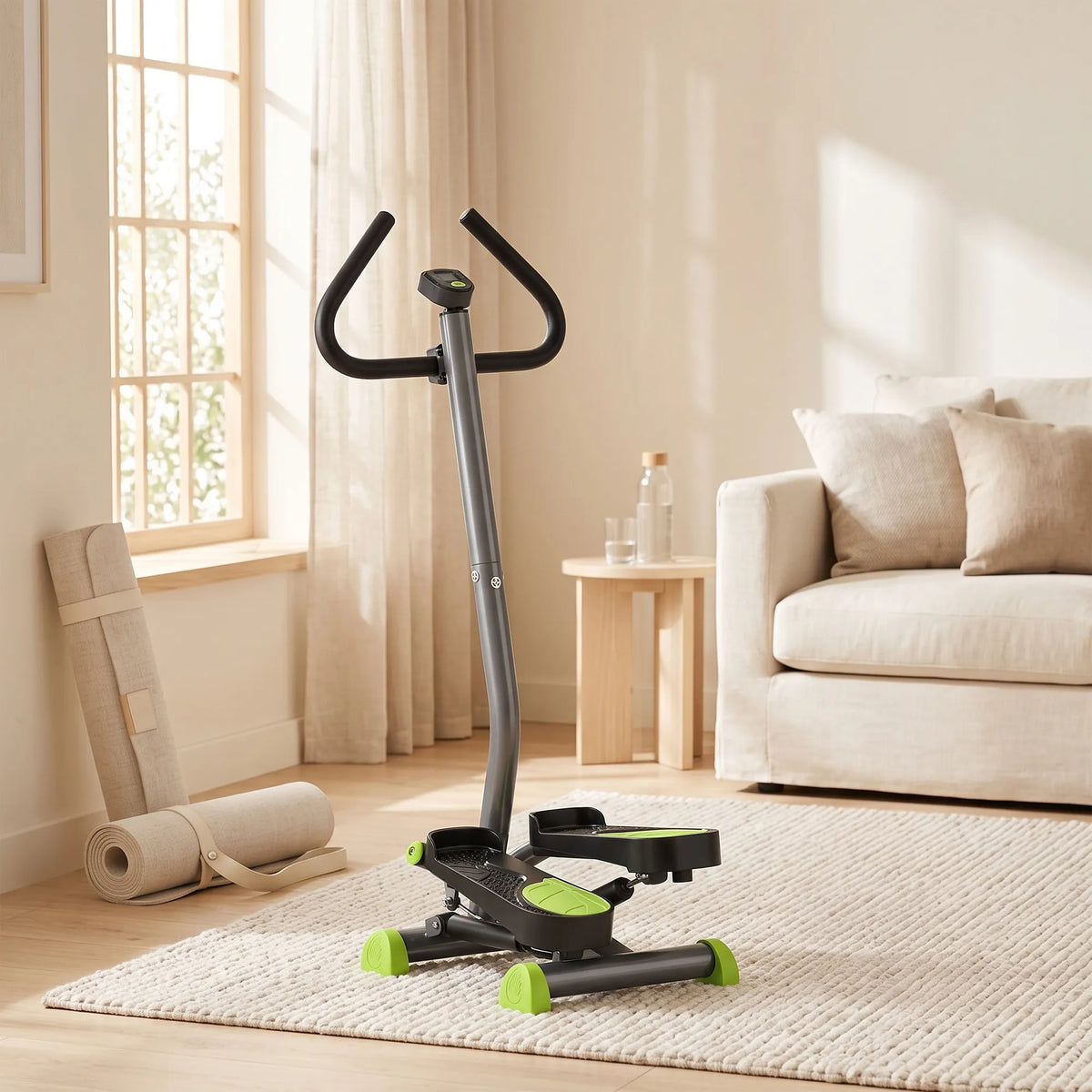 Mini steperis su LCD monitoriumi ir atrama, 100 kg