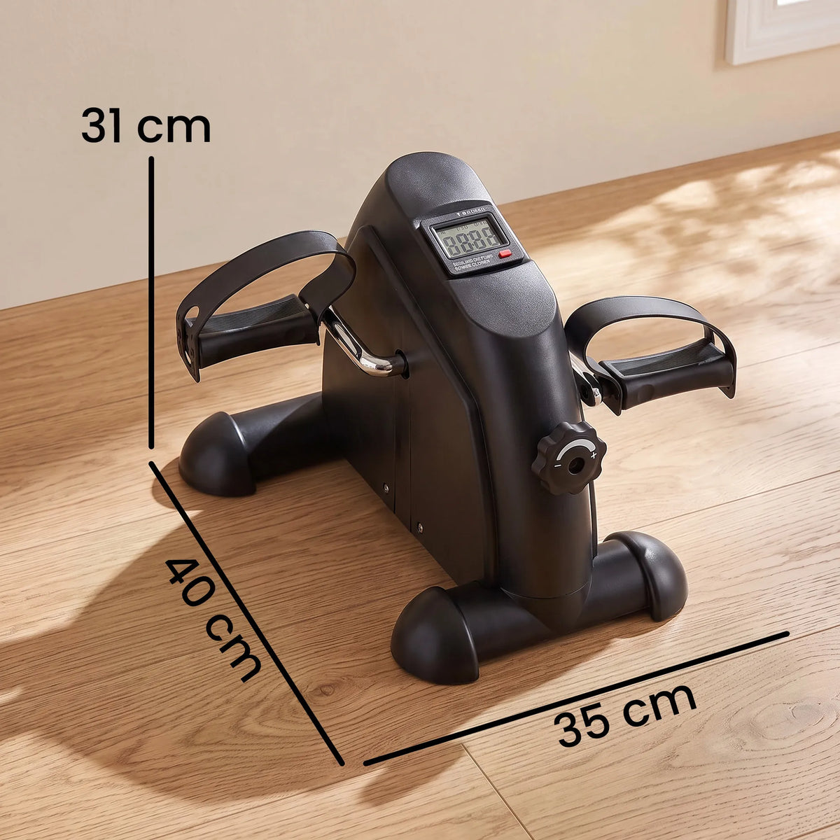 Mini treniruoklis rankoms ir kojoms su LCD ekranu, juodas