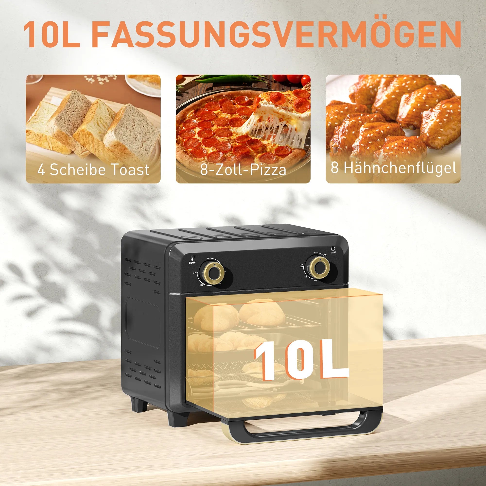 Minikrosnelė su konvekcija, 10L, juoda