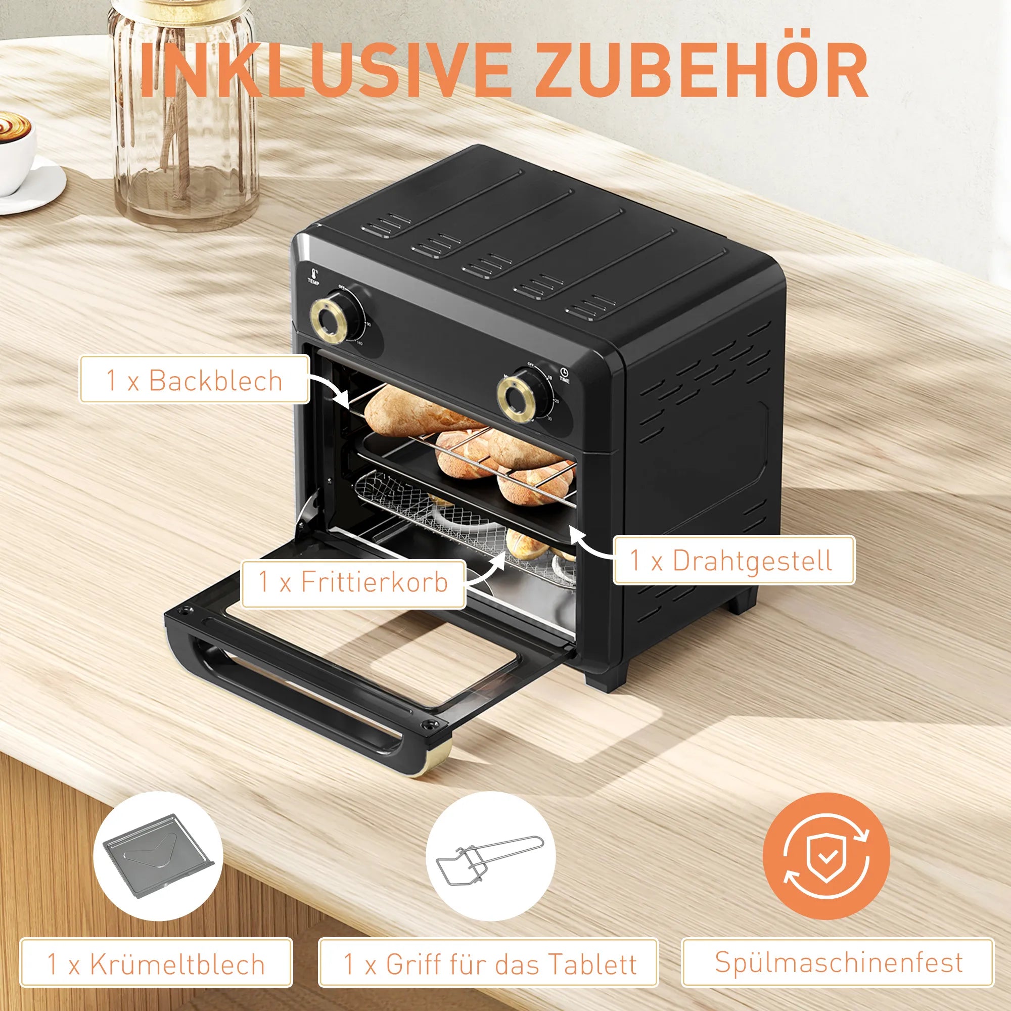 Minikrosnelė su konvekcija, 10L, juoda
