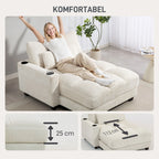 Minkšta sofa-lova su puodelių laikikliu, kreminė
