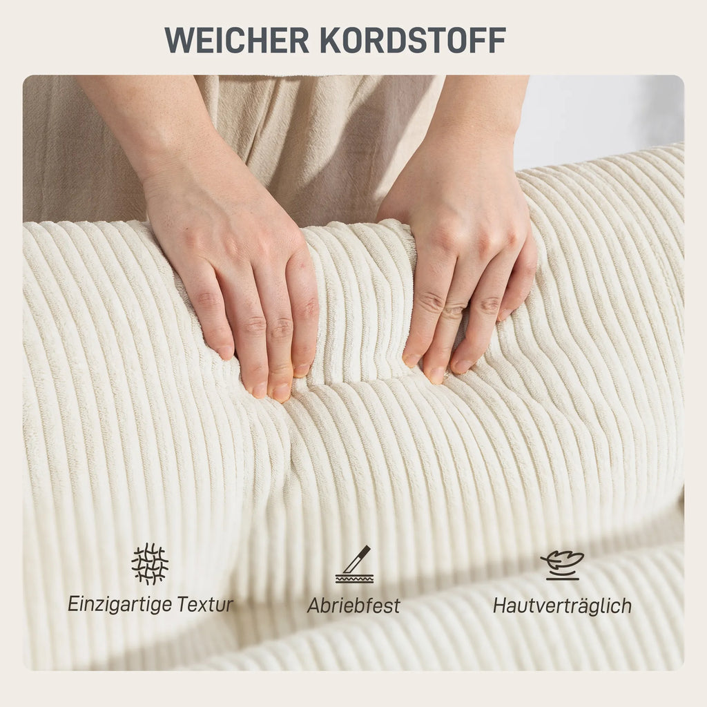 Minkšta sofa-lova su puodelių laikikliu, kreminė