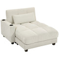 Minkšta sofa-lova su puodelių laikikliu, kreminė