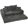 Minkštas kampas sofa lova, modulinis, 76 cm sėdynės gylis, tamsiai pilkas