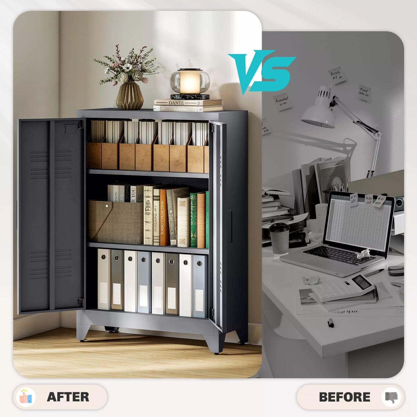 Metalinė spinta su žaliuzi durelėmis, sandėliavimo spinta, su 2 reguliuojamomis lentynomis, 75 x 33 x 110 cm, pilka