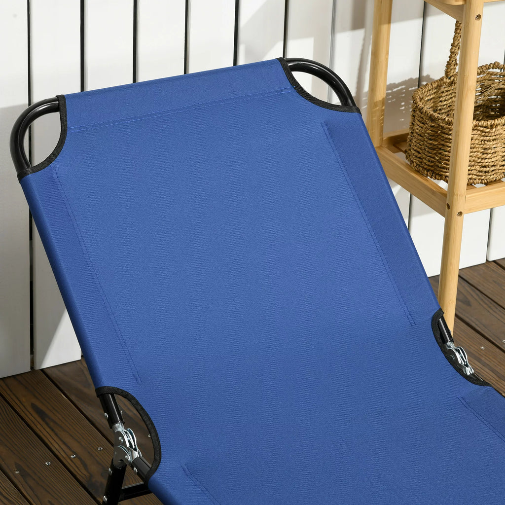 Sulankstomi saulės gultai su reguliuojama 5 padėčių nugarėle, 2 vnt., mėlyni, iki 120 kg