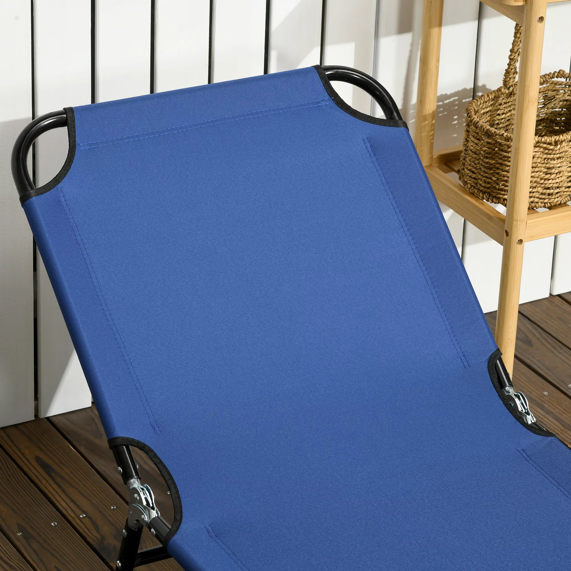 Sulankstomi saulės gultai su reguliuojama 5 padėčių nugarėle, 2 vnt., mėlyni, iki 120 kg