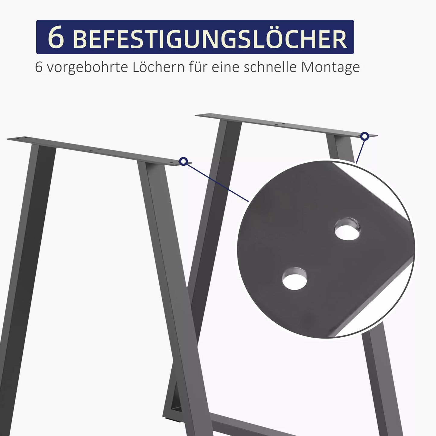 Trapecijos formos stalo kojos, 2 vnt. komplektas, metalinės, iš anksto pragręžtos, su varžtais, juodos