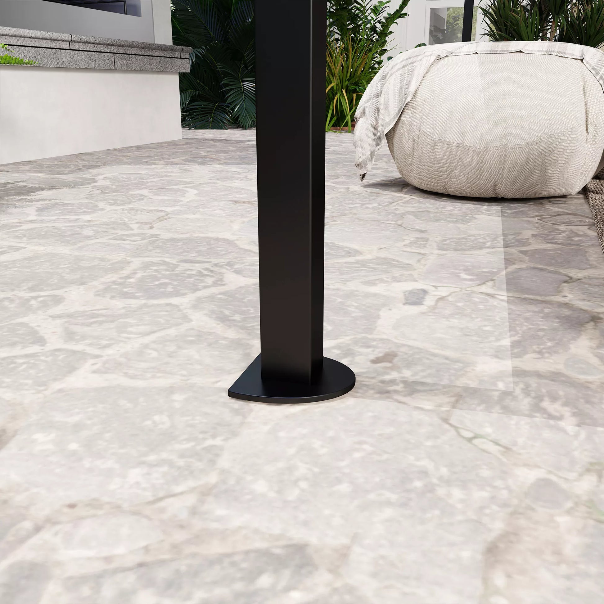 Paviljonas su atlenkiamu stogo prailginimu, atsparus atmosferos poveikiui, 3 x 2,5 m, kreminės baltos spalvos