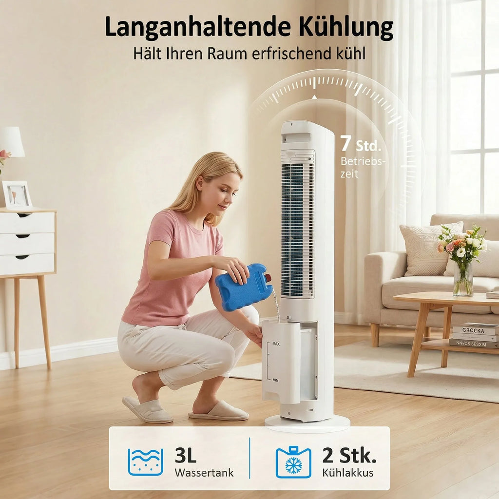 Mobilus 3-in-1 bokšto tipo oro vėsintuvas plastikinis iki 20 m² baltas