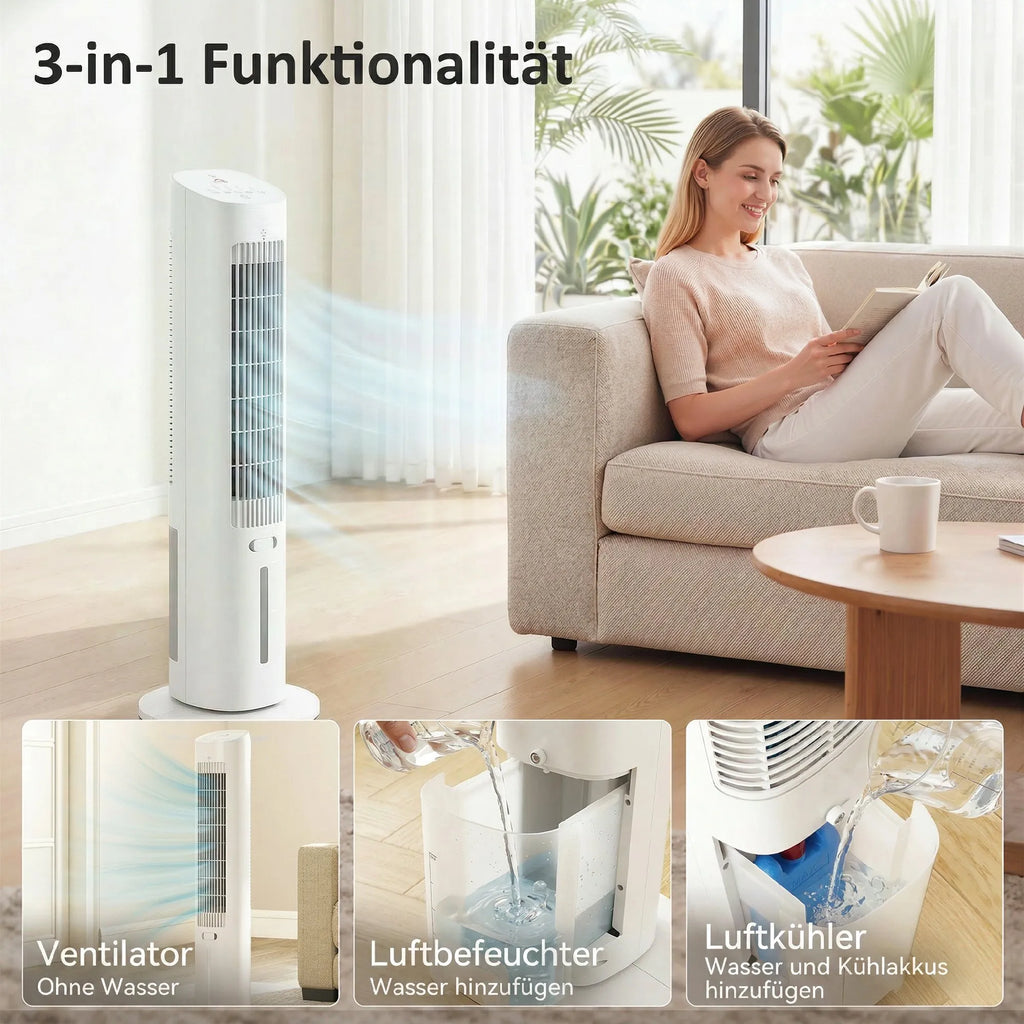 Mobilus 3-in-1 bokšto tipo oro vėsintuvas plastikinis iki 20 m² baltas