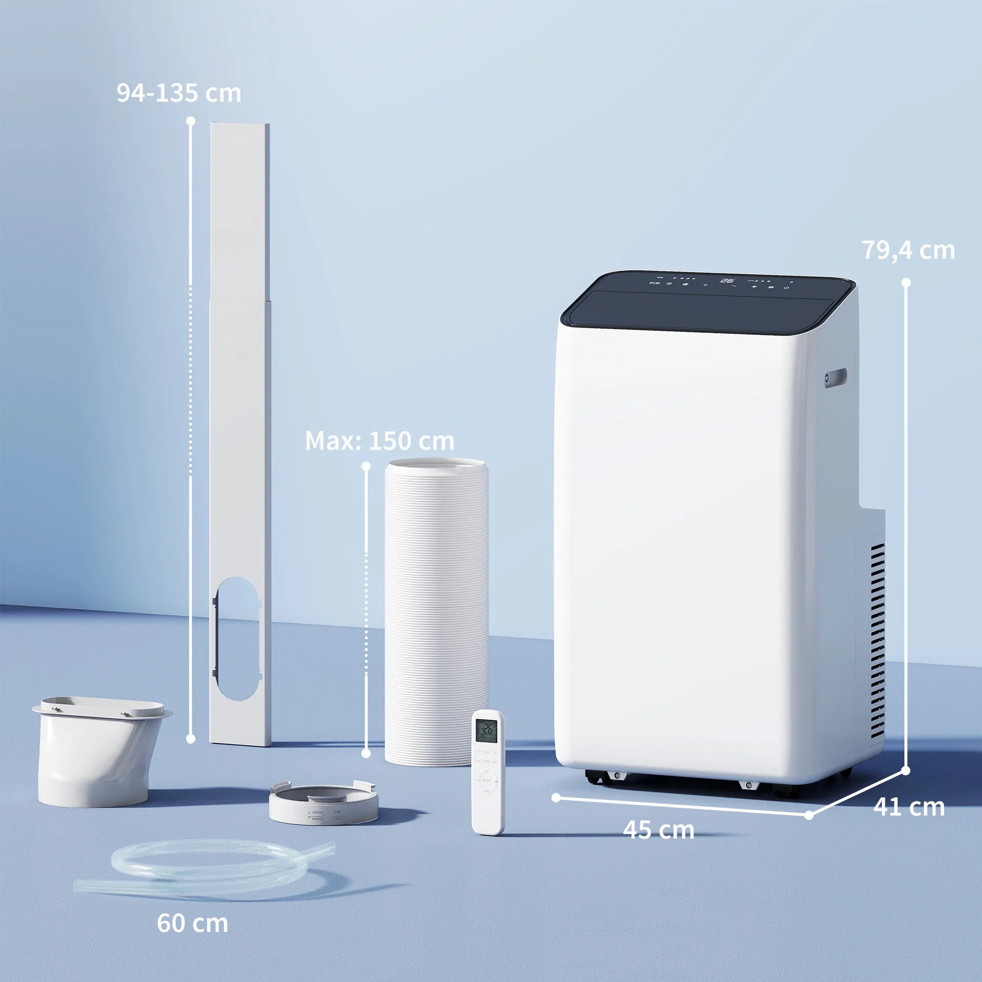 Mobilus oro kondicionierius 12 000 BTU, inverterinis, su nuotolinio valdymo pultu, baltas