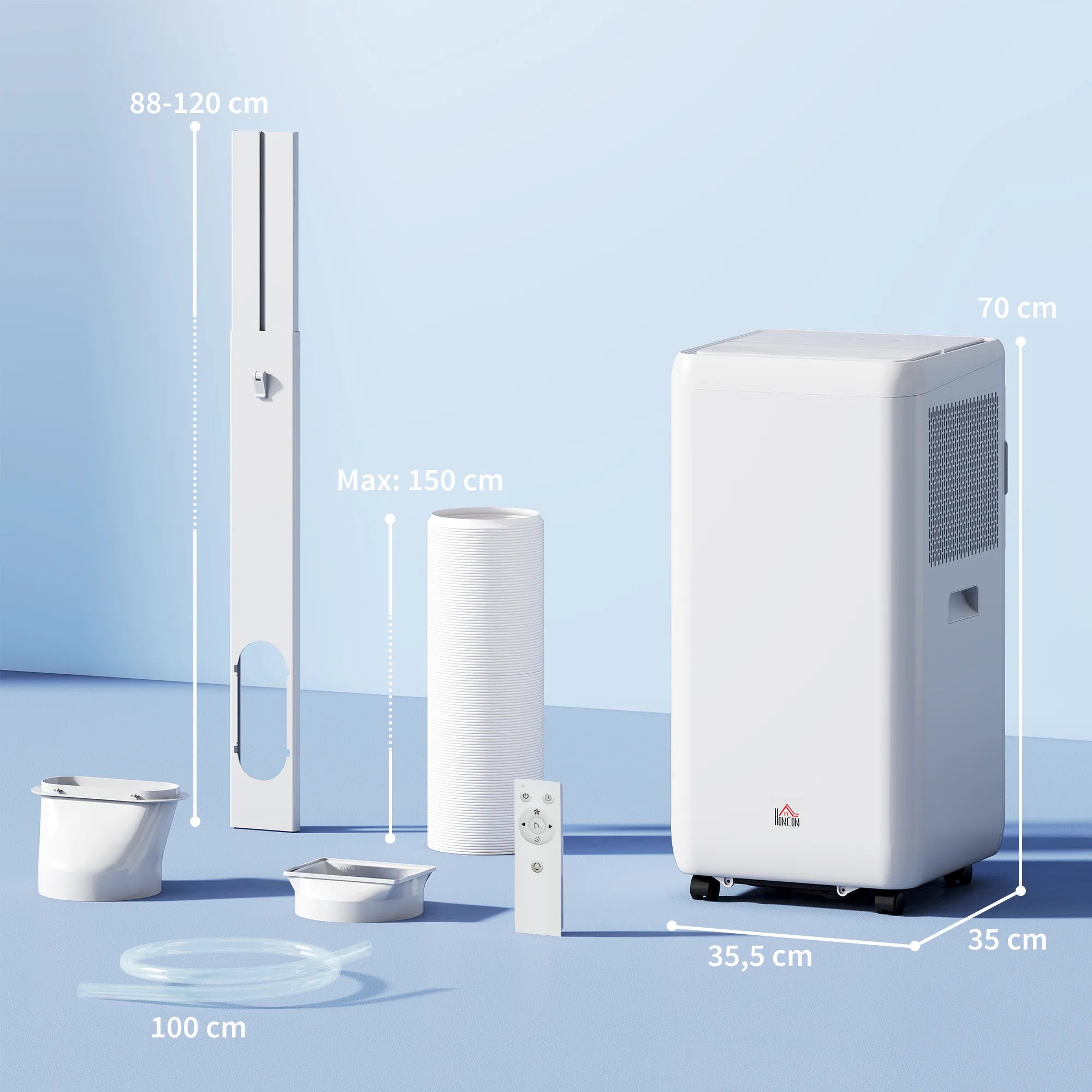 Mobilus oro kondicionierius 12000 BTU 3,5 kW 5-in-1 su nuotolinio valdymo pultu baltas