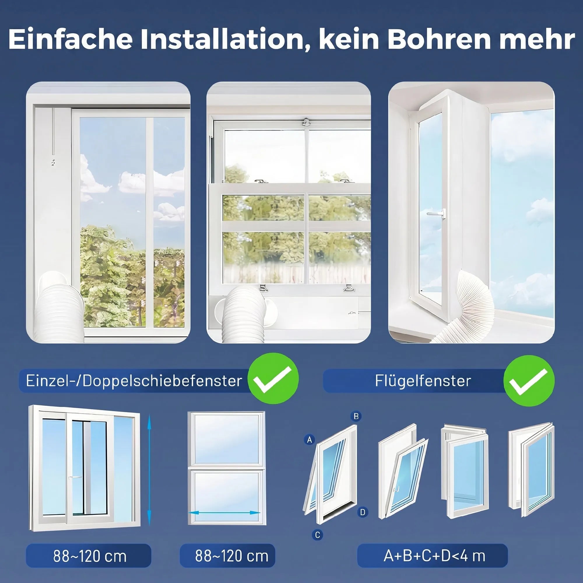 Mobilus oro kondicionierius 12000 BTU, 4-in-1 funkcija, WiFi, valdymo balsu palaikymas, baltas