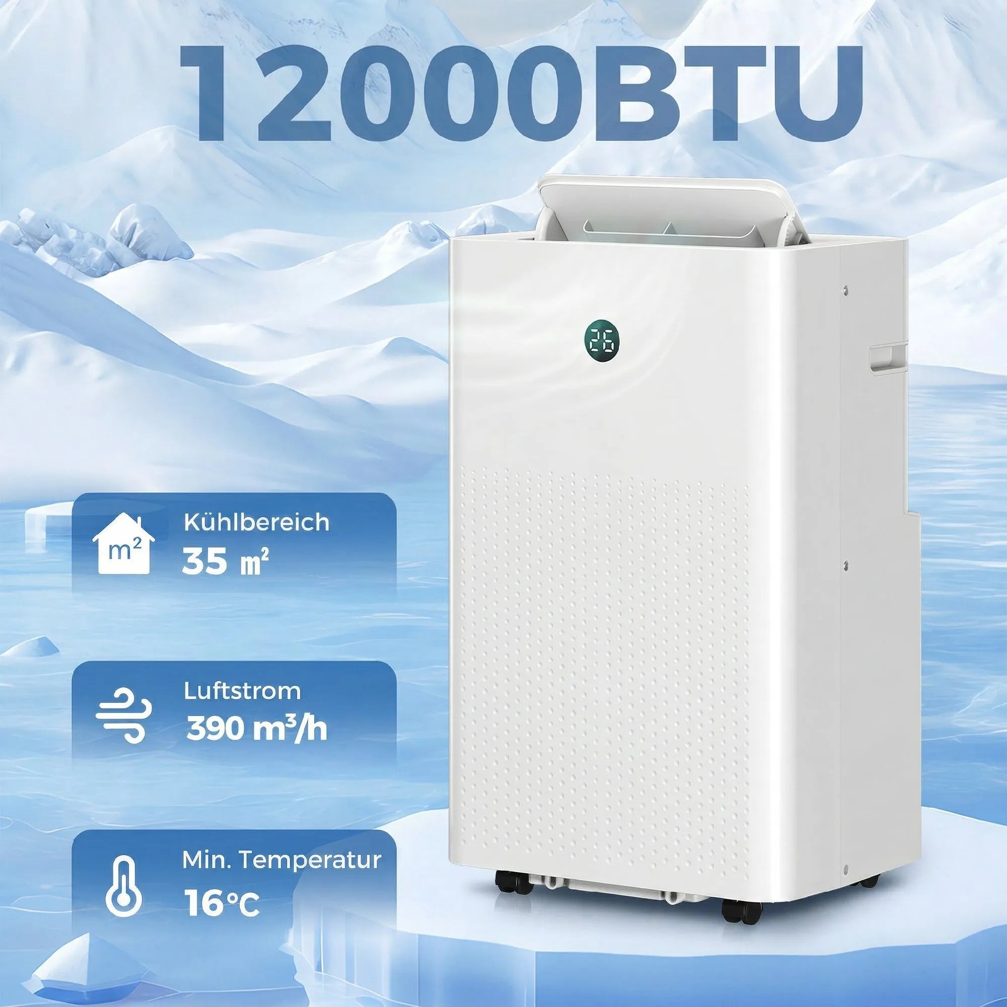 Mobilus oro kondicionierius 12000 BTU 4-in-1 su WiFi valdymu, baltas