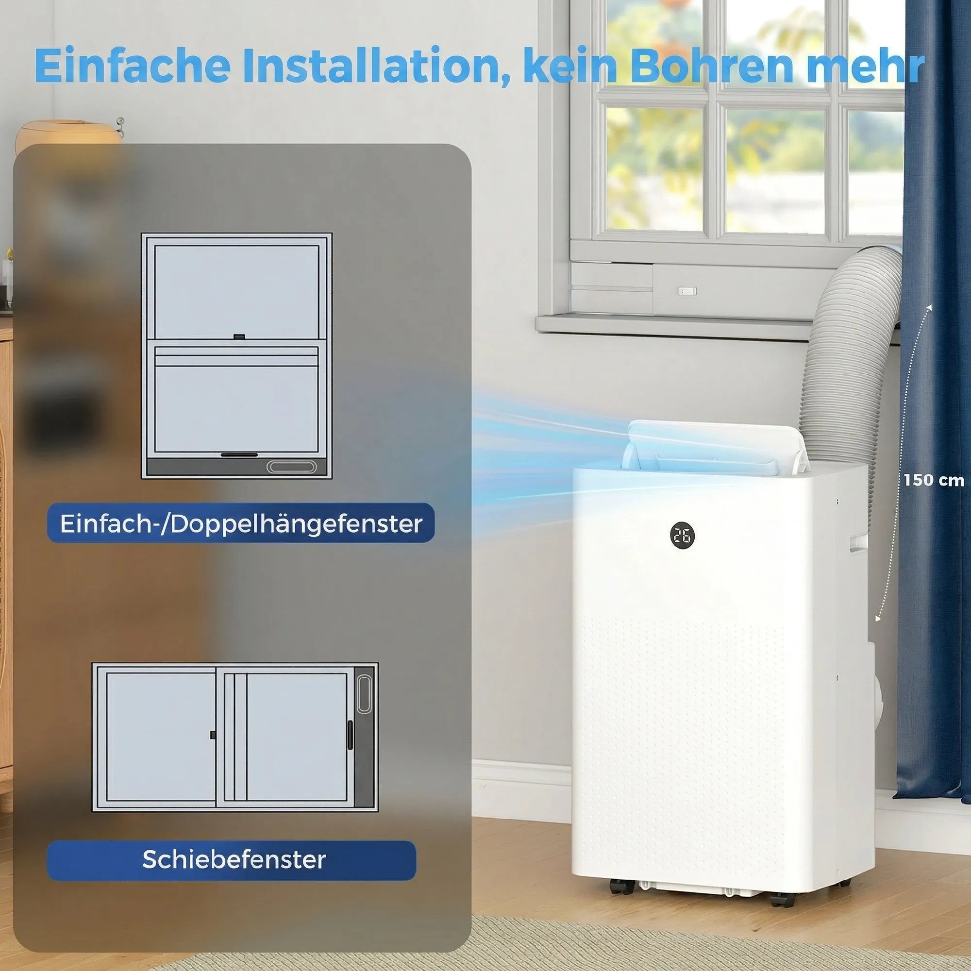 Mobilus oro kondicionierius 12000 BTU 4-in-1 su WiFi valdymu, baltas