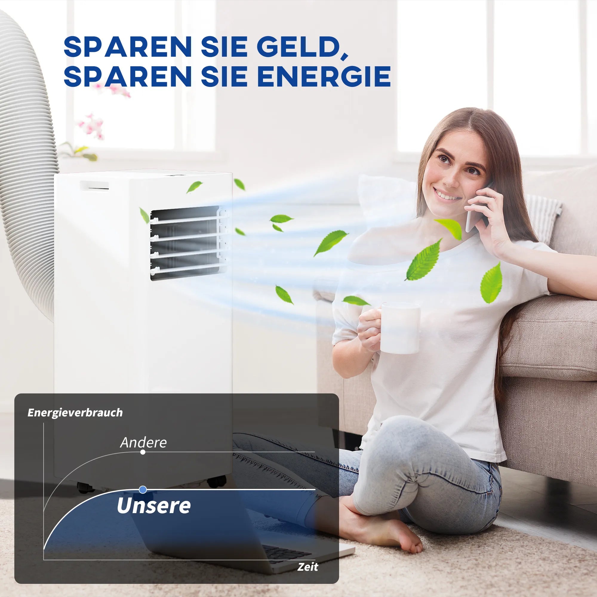 Mobilus oro kondicionierius 3-in-1, 9000 BTU, 28 m², baltas