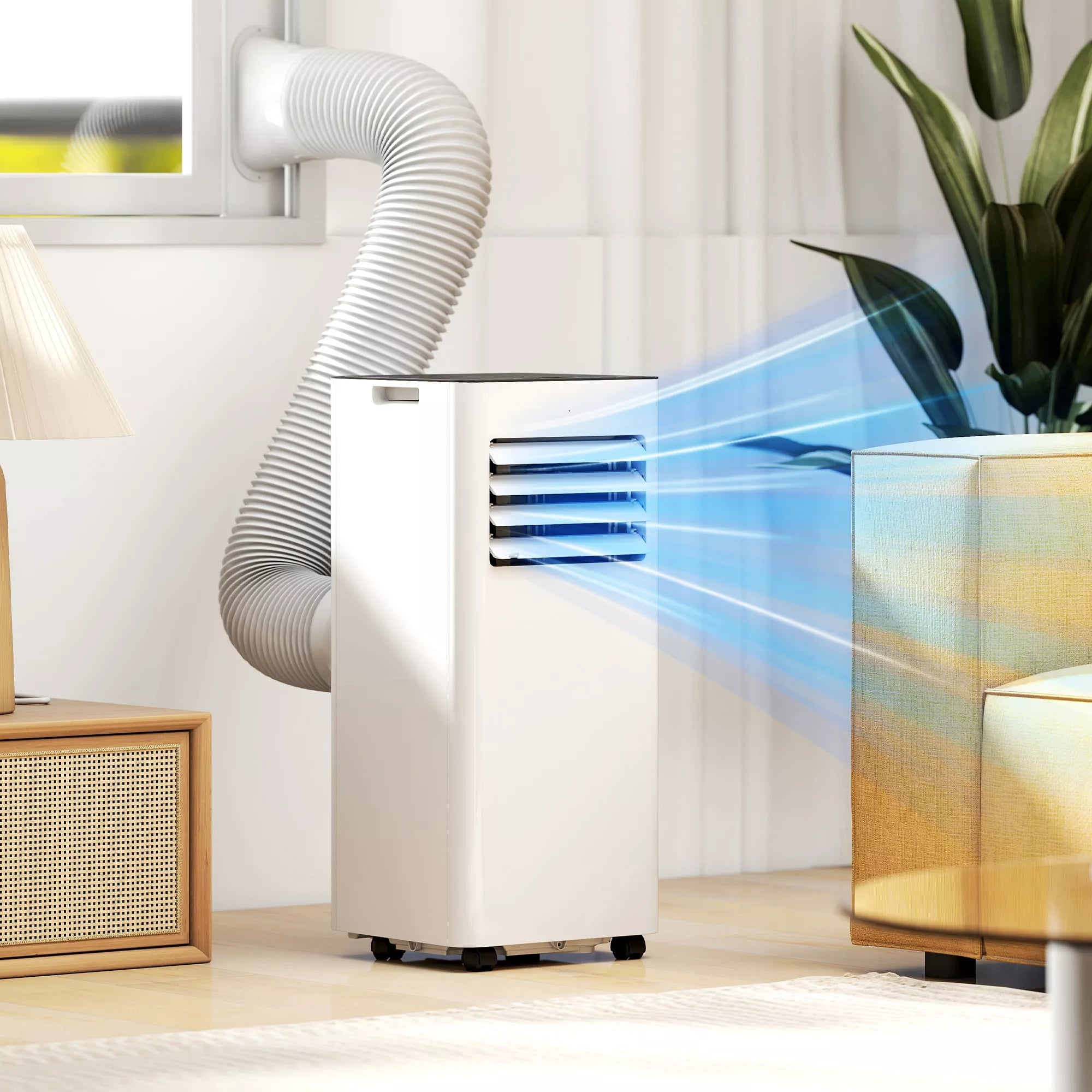 Mobilus oro kondicionierius 3-in-1 su ventiliatoriumi ir laikmačiu, baltas