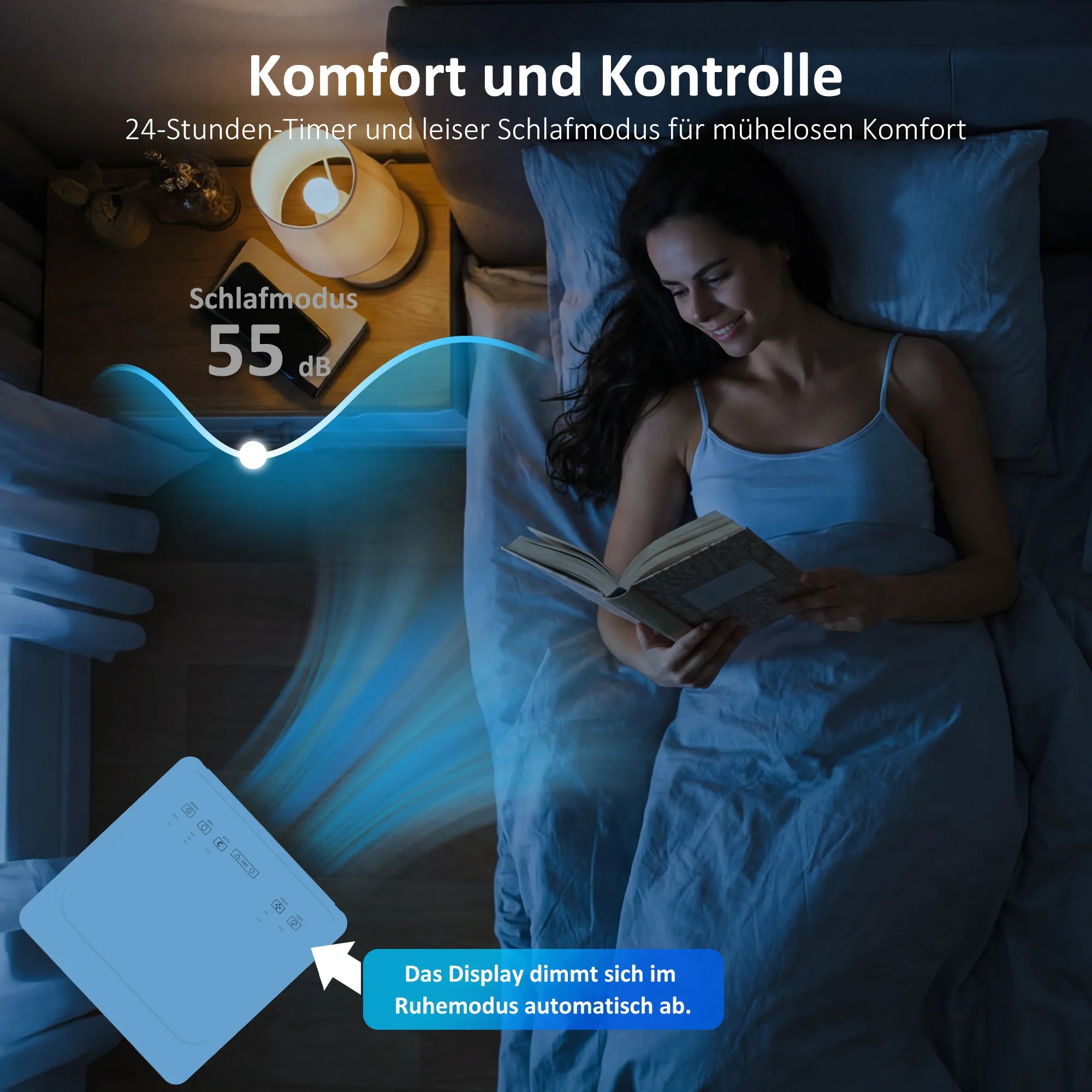 Mobilus oro kondicionierius 9000 BTU 4-in-1 su ventiliatoriumi ir sausintuvu baltas