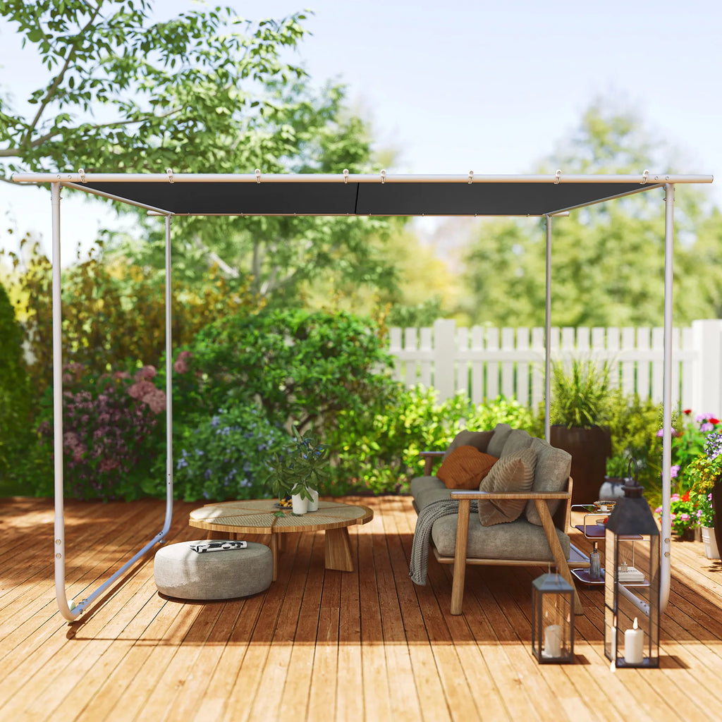 Mobilus paviljonas su ratukais, su smėlio maišais, metaliniu rėmu, 3x3 m, pilkos spalvos