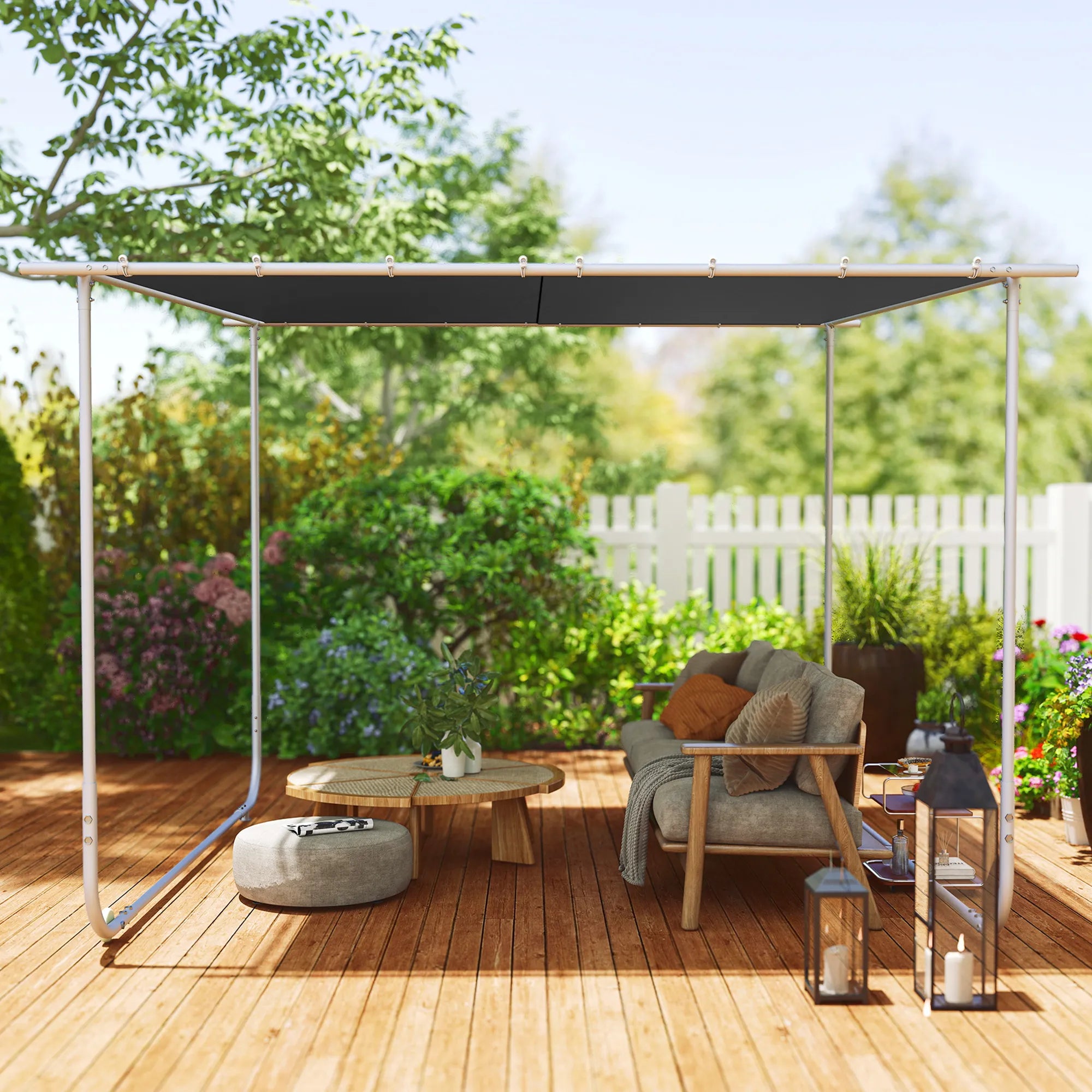 Mobilus paviljonas su ratukais, su smėlio maišais, metaliniu rėmu, 3x3 m, pilkos spalvos