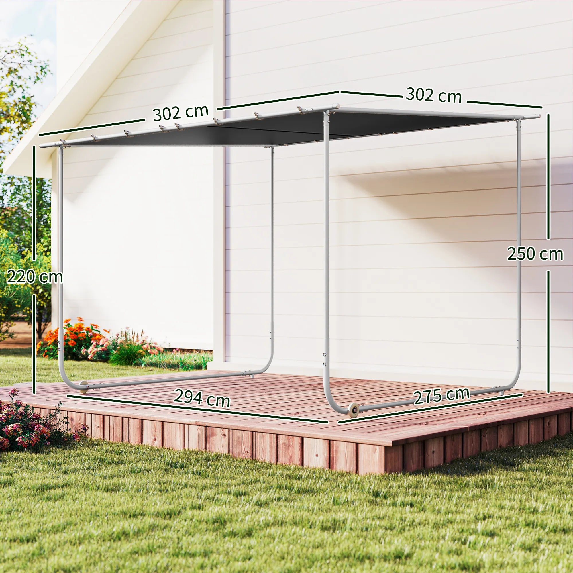 Mobilus paviljonas su ratukais, su smėlio maišais, metaliniu rėmu, 3x3 m, pilkos spalvos