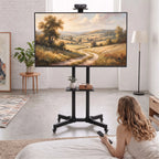 Mobilus TV stovas ant ratukų 32–75 colių televizoriams, reguliuojamo aukščio, juodas