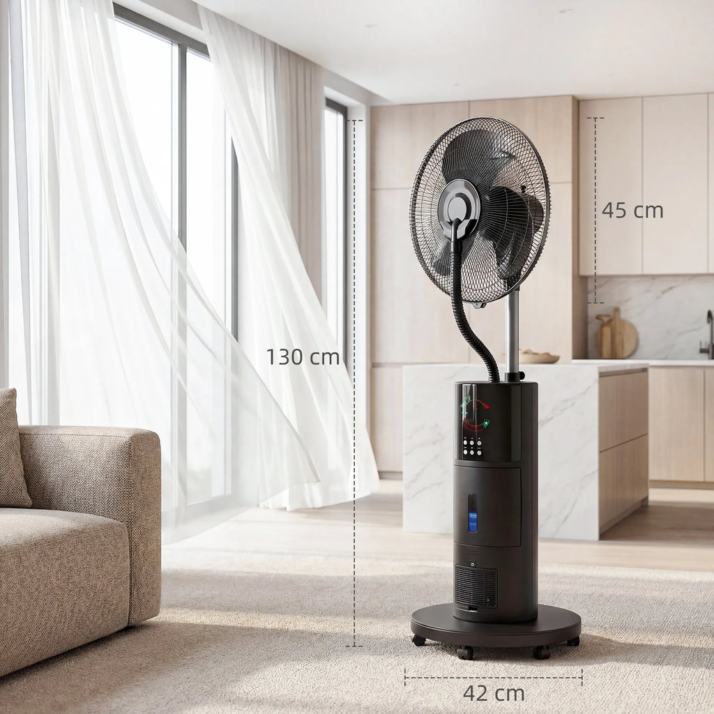 Mobilus ventiliatorius 4-in-1, su drėkinimu, 2,3 l talpa, 100 W, juodas su ratukais