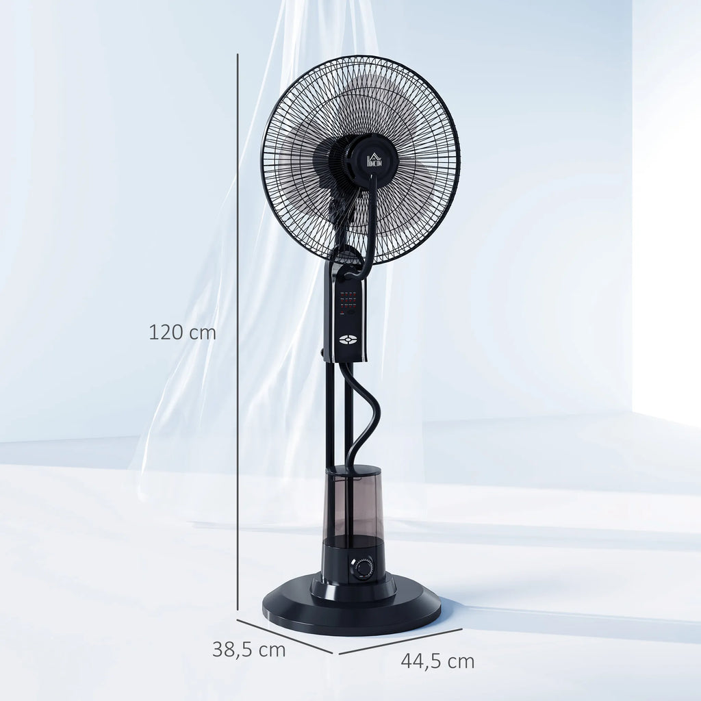 Mobilus ventiliatorius su drėkinimo funkcija, 75W, su nuotolinio valdymo pulteliu, juodas