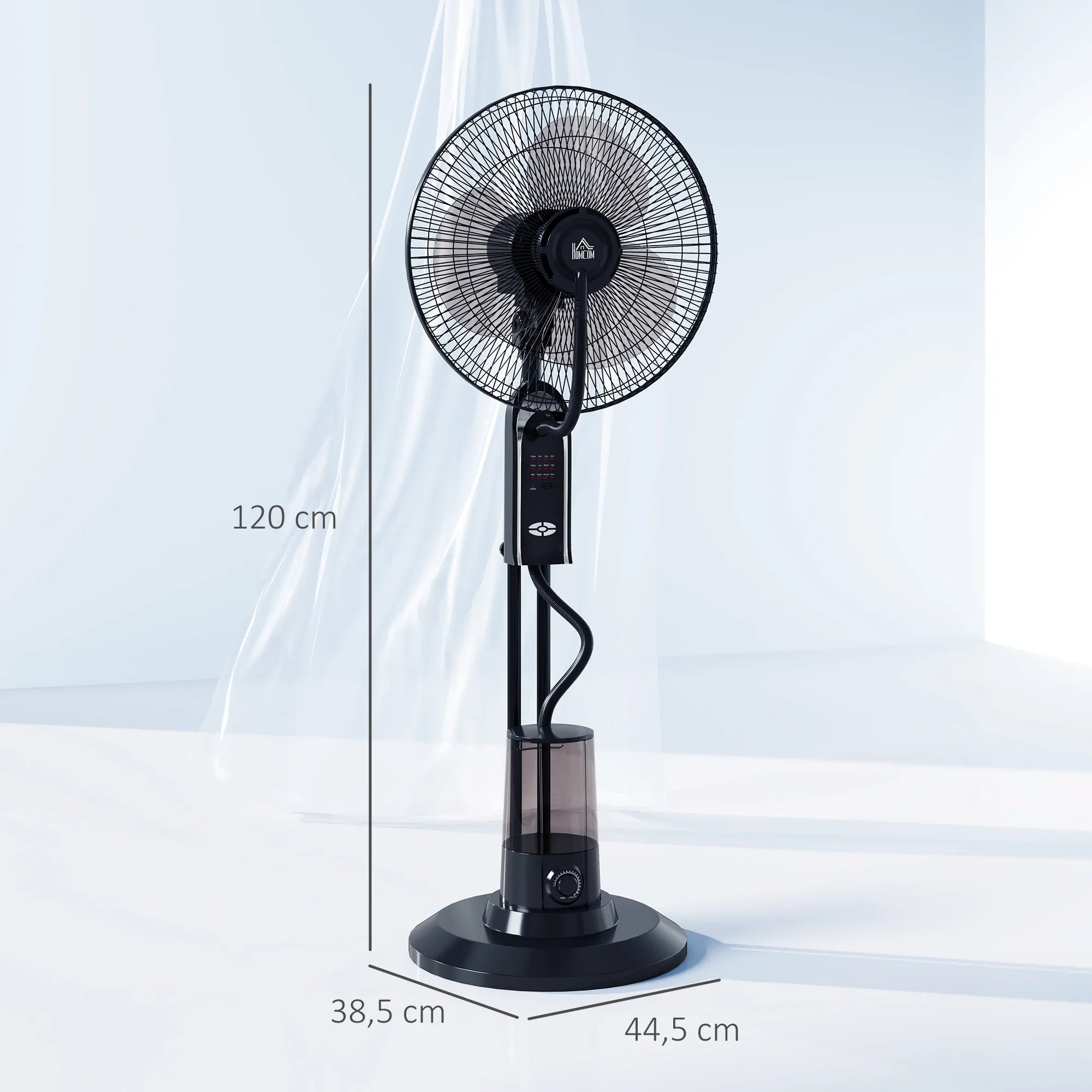 Mobilus ventiliatorius su drėkinimo funkcija, 75W, su nuotolinio valdymo pulteliu, juodas