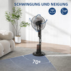 Mobilus ventiliatorius su drėkinimo funkcija, 75W, su nuotolinio valdymo pulteliu, juodas