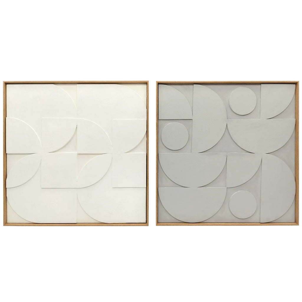 Moderni 3D sienų dekoracija 2 vnt., geometrinis sienos dekoras svetainei ir prieškambariui 80x80 cm balta