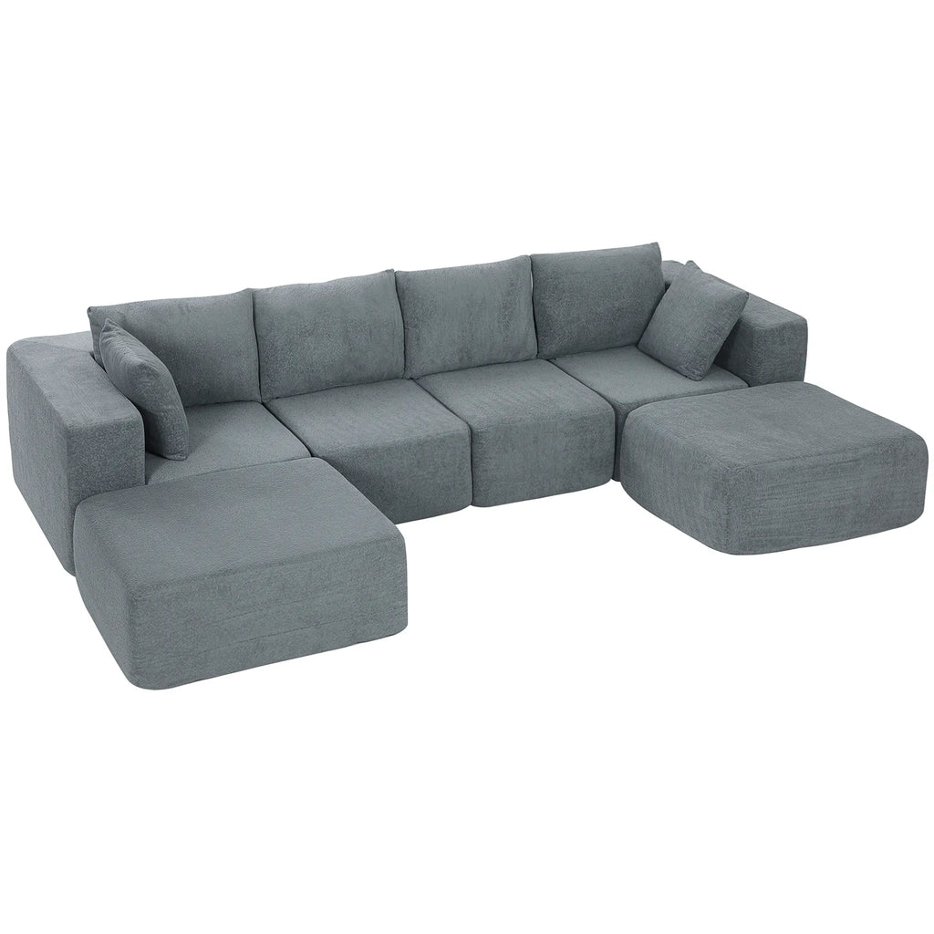 Modulinė kampinė sofa, 6 dalių, tamsiai pilka