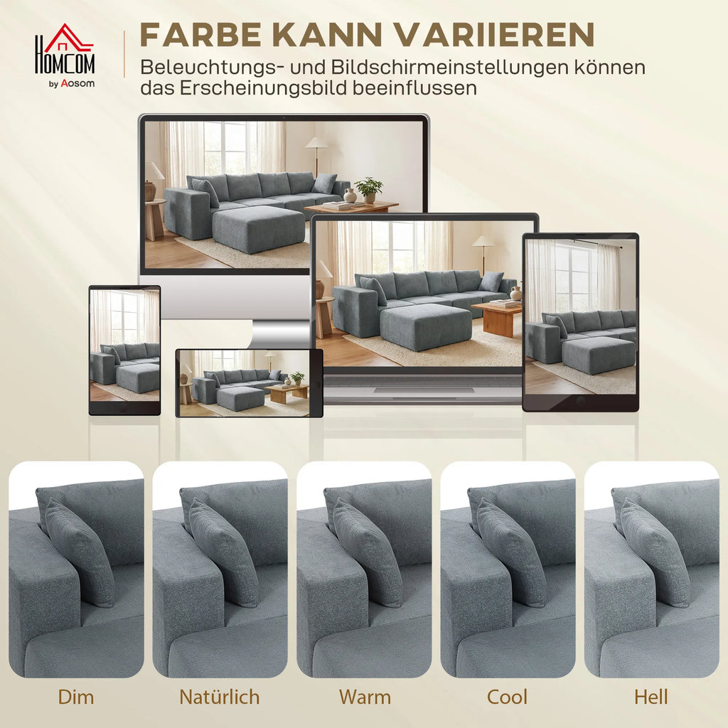Modulinė kampinė sofa, 6 dalių, tamsiai pilka