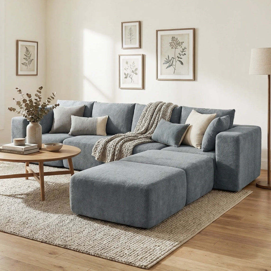 Modulinė kampinė sofa, 6 dalių, tamsiai pilka