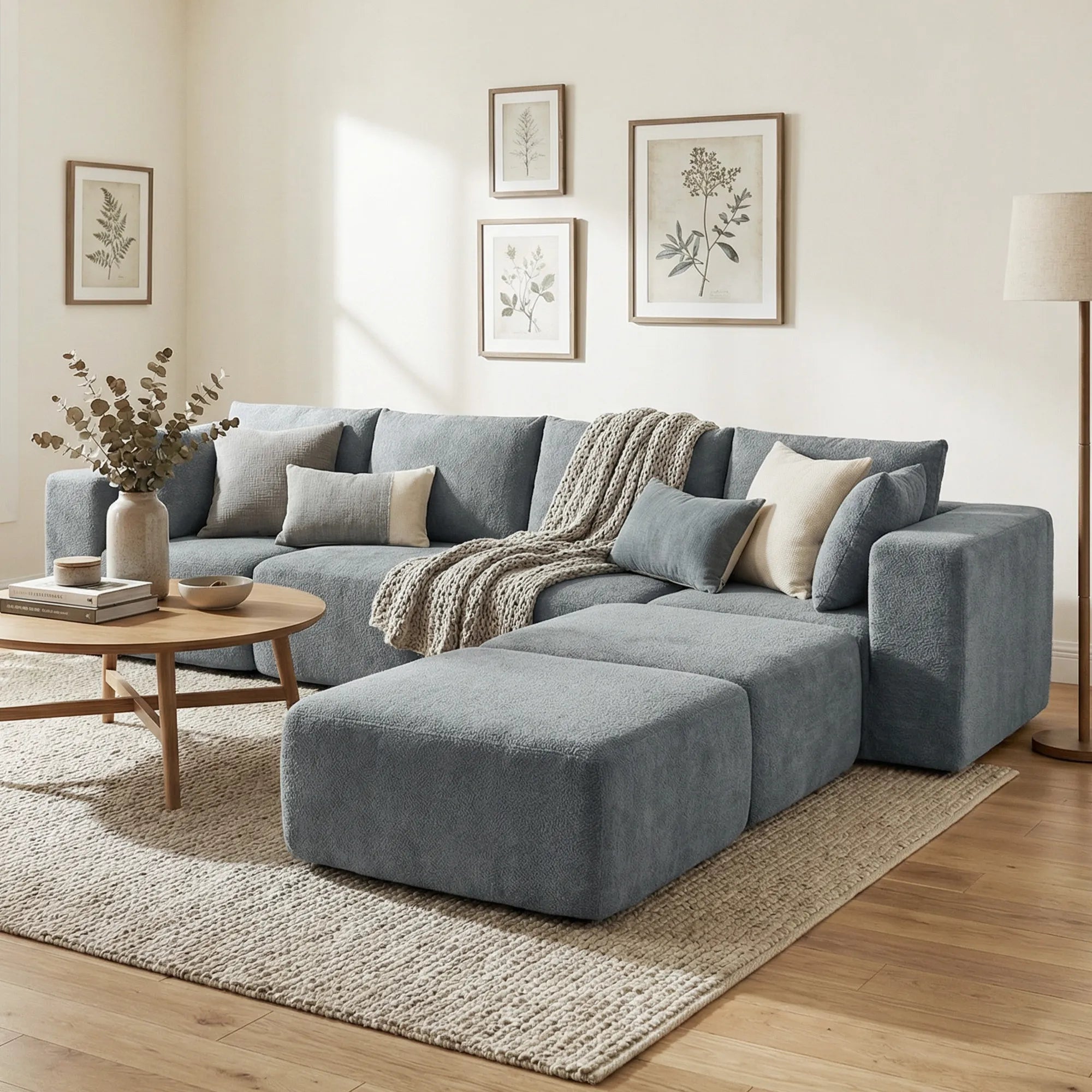 Modulinė kampinė sofa, 6 dalių, tamsiai pilka