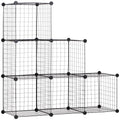 Modulinė lentyna su 6 kubais, metalinė, 109 x 37 x 109 cm, juoda