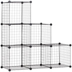 Modulinė lentyna su 6 kubais, metalinė, 109 x 37 x 109 cm, juoda