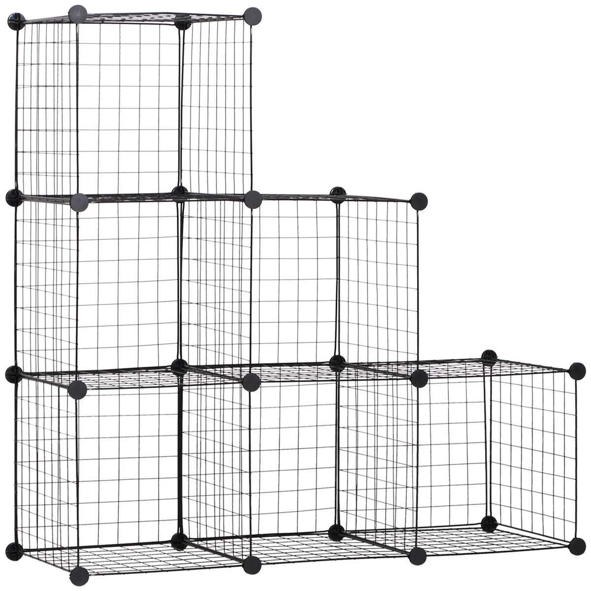 Modulinė lentyna su 6 kubais, metalinė, 109 x 37 x 109 cm, juoda