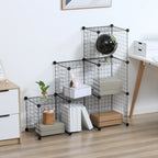 Modulinė lentyna su 6 kubais, metalinė, 109 x 37 x 109 cm, juoda