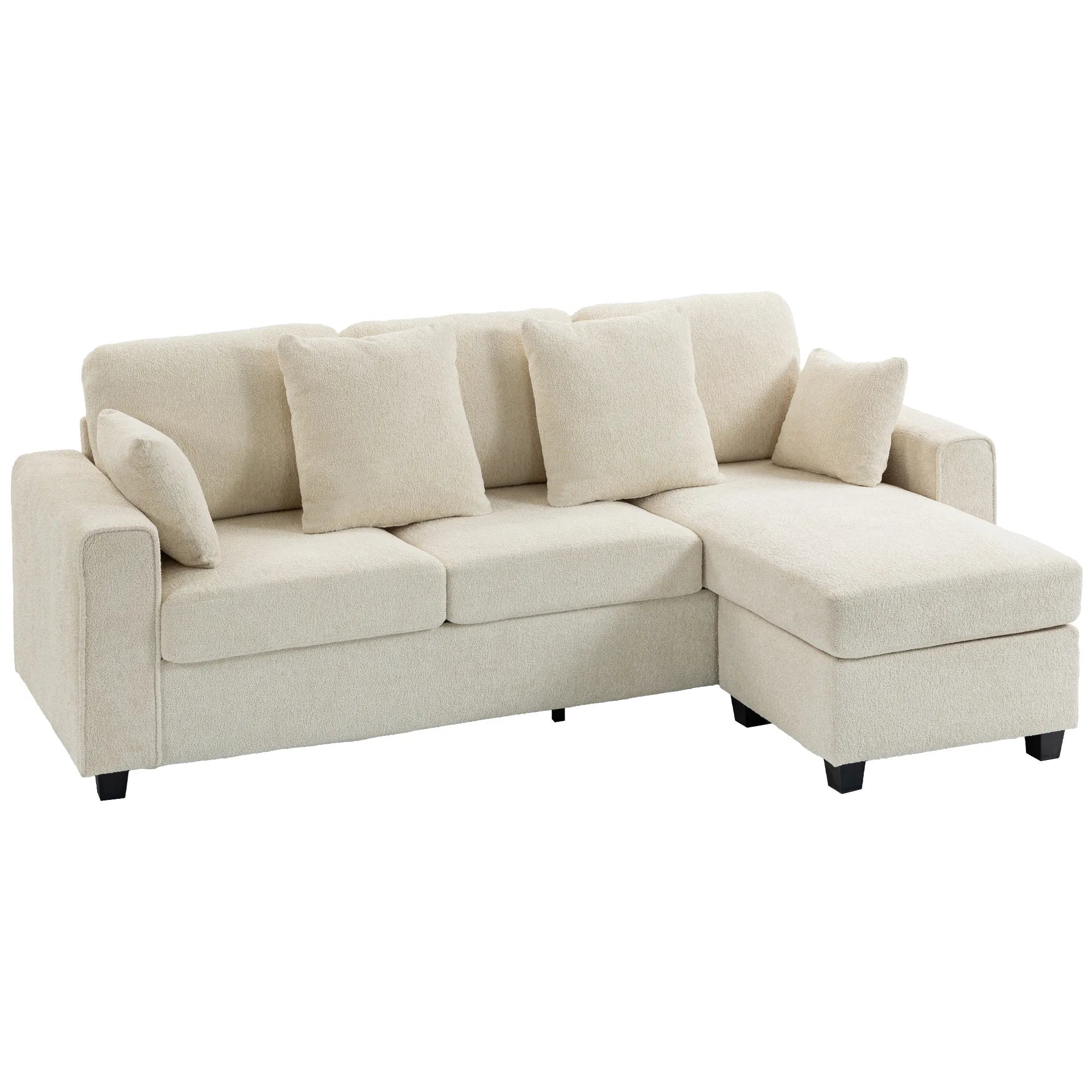 Modulinė sofa L formos sofa-lova, 3 vietų, smėlio spalvos